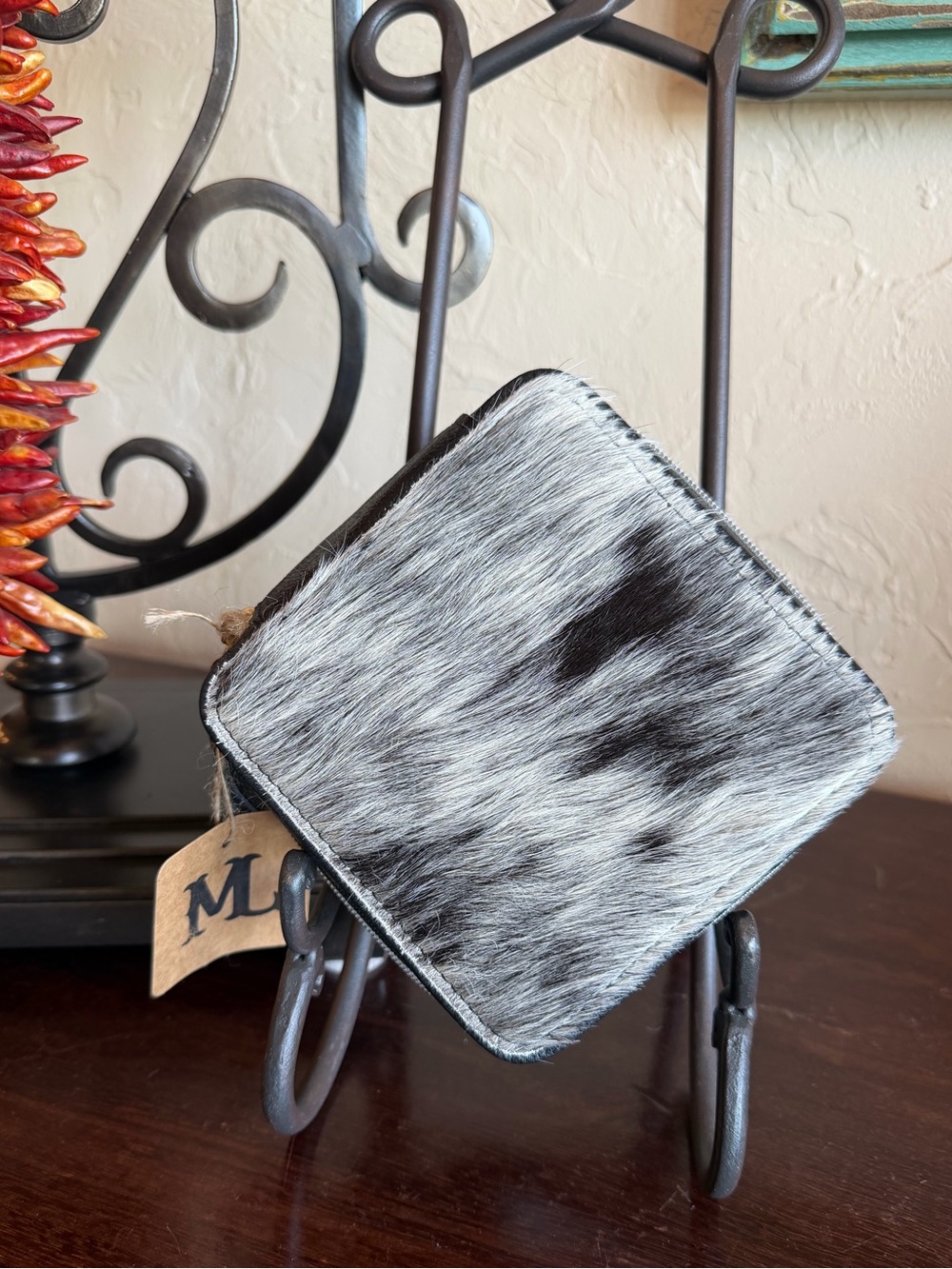 Hair-on Hide Brown and White Square Travel Jewelry Case